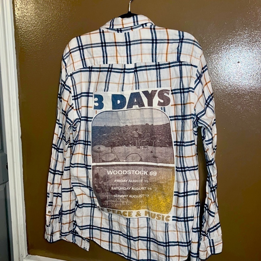 Upcycled woodstock flannel shirt